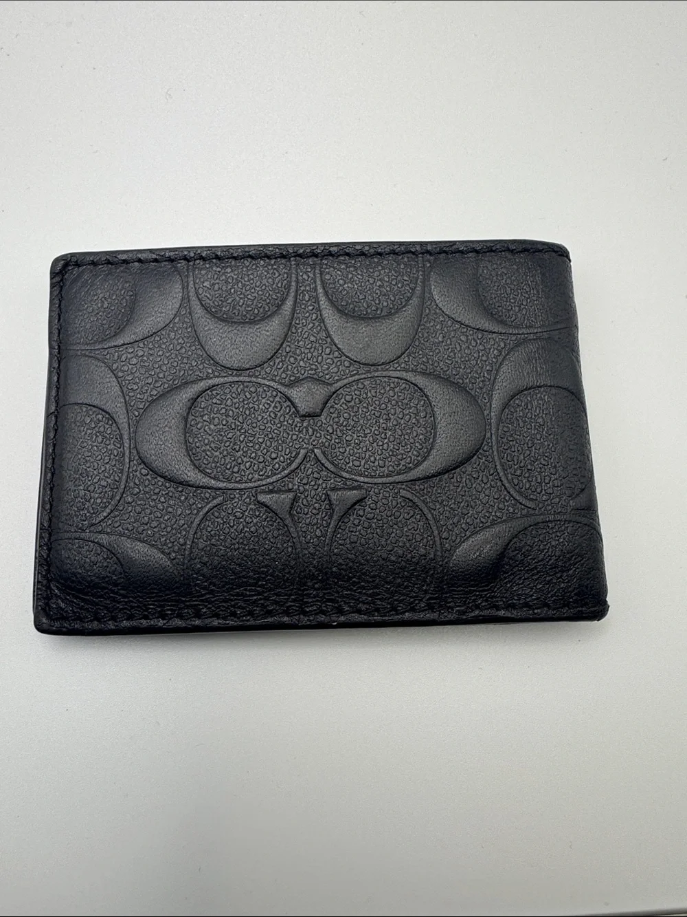 Coach Black Embossed Signature Slim Card Case